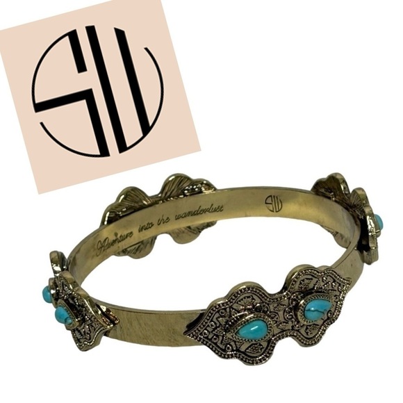 Samantha Wills Gold Plated Turquoise Engraved Adventure Into Wanderlust Bracelet - Picture 1 of 16